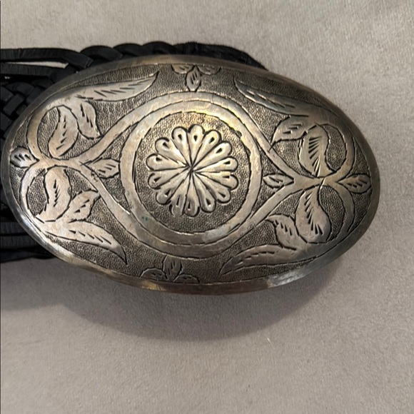 Made Morracco Black Braided Belt with Silver Buckle leather unique - Picture 9 of 11